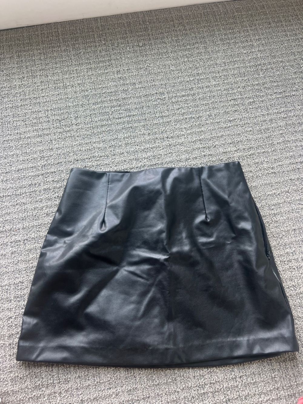 Black Vegan Leather Mini Skort